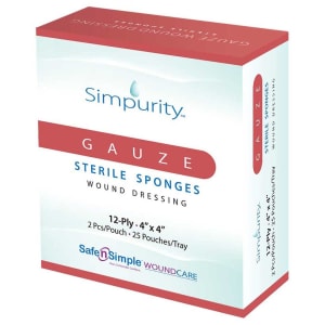 Safe N Simple Simpurityâ„¢ Sterile Gauze Sponge, 4 x 4 Inch, 12-Ply