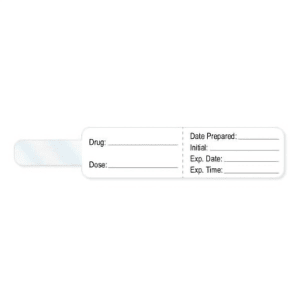 PDC Healthcare Pre-Printed Label PDCÂ® Anesthesia Label White Drug_ Date_Int_Exp Date_Exp TIme_ Black Syringe Label 3/4 X 4 Inch