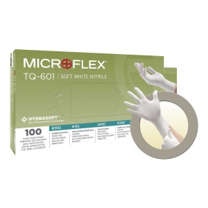 Microflex Medical Soft White Nitrile Exam Glove, Extra Small, White