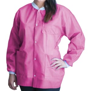 Dukal Lab Coat FitMeâ„¢ Raspberry Pink Medium Knee Length 3-Layer SMS Disposable