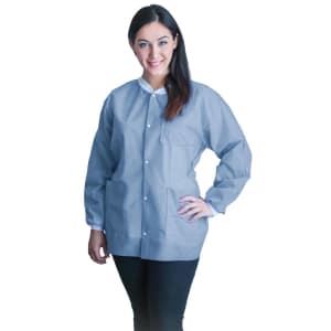 Dukal Lab Jacket FitMeâ„¢ Ceil Blue Medium Hip Length 3-Layer SMS Disposable