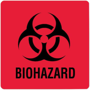 United Ad Label Pre-Printed Label Caution Label Red Paper Biohazard Black Biohazard 8 X 10 Inch
