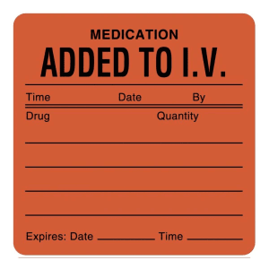 United Ad Label UALâ„¢ Pre-Printed 'Medication Added to I.V.' Label, 2.5 x 2.5 Inch