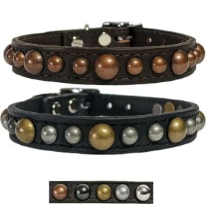 Leather Dog Collars with Dome Studs