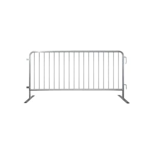 CROWDMASTER 6.5FT HD compact heavy duty steel barricade shown with Bridge feet, emphasizing its lightweight 28 lb design for single-person event setup.