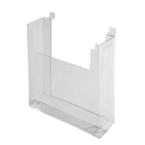 “Transparent brochure holder displaying 8.5x11 literature”