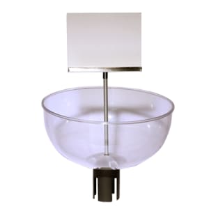 “Pricing strip attached to merchandising display bowl”