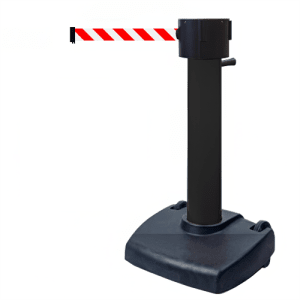 SkyPro 1000 long belt stanchion heavy duty wheeled base black post
SkyPro 1000 100ft retractable belt barrier airport tarmac industrial use
SkyPro 1000 single belt portable barrier red post warehouse crowd control