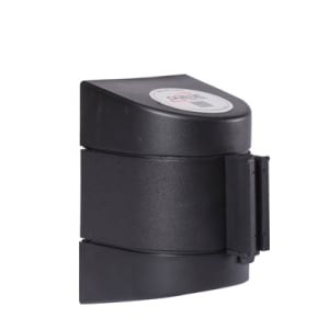 Side view of the WallPro 400's compact black ABS housing, highlighting the large spool required to store the 13ft retractable belt.