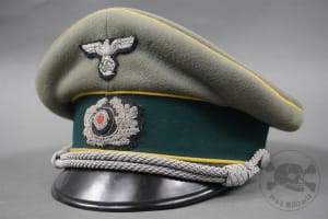 Original German WWII Heer Officerâ€™s Signals Visor Cap Named Unit Marked 1./Nachrichten-Abteilung 32 Size 59