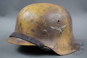 Original German WWII Refurbished M42 Single Decal Luftwaffe Two Tone Camouflaged Helmet ckl 64