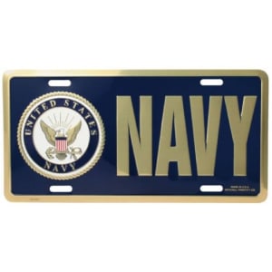 Mitchell Proffitt Navy Crest License Plate LN02