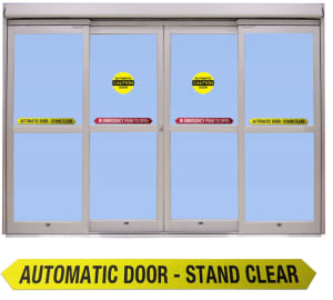 Entra-Matic ANSI A156.10 Yellow Automatic Door - Stand Clear Sticker Decal