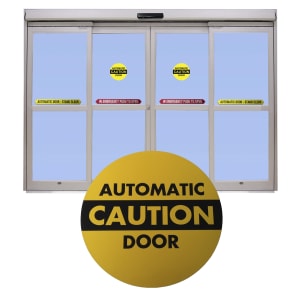 Entra-Matic ANSI A156.10 Yellow Caution Automatic Door Sticker Decal