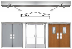 Maverick HA8LP Dual Low Profile Standard Duty ADA Automatic Door Opener - Double Door Outswing Push - Clear Anodized