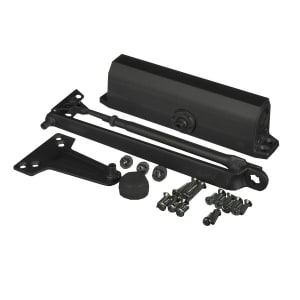 R6684 9-1/16 in. x 3/4 in. Commercial Door Closer With Flat Face, Close Speed, Latch Speed, and Backcheck Speed, Adjustable Spring Size 1-6, Dark Bronze Finish