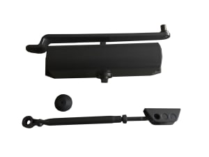 R6684 9-1/16 in. x 3/4 in. Commercial Door Closer With Rounded Face, Close Speed, Latch Speed, and Backcheck Speed, Fixed Spring Size, Dark Bronze Finish