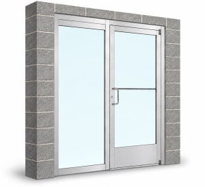 Narrow Stile Commercial Aluminum Storefront Door and 36 in. Sidelite Frame, Standard Traffic, Exterior Block Wall, 36" x 84" Left Hand, 1" Low-E Glass, Clear Anodized