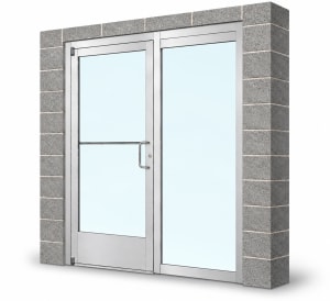 Narrow Stile Commercial Aluminum Storefront Door and 36 in. Sidelite Frame, Standard Traffic, Exterior Block Wall, 36" x 84" Right Hand, 1" Low-E Glass, Clear Anodized