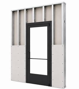 Commercial Aluminum Storefront Glass Door and Frame For Interior Steel Stud Wall With Drywall On Both Sides (Butt Installation), 36" x 96" Left Hand, 1/4" Tempered Glass Pre-Installed, Entrance Hardware Package, Dark Bronze Anodized