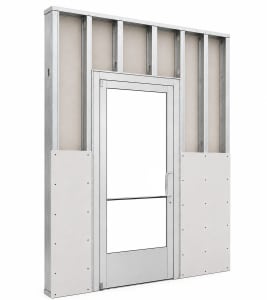 Commercial Aluminum Storefront Glass Door and Frame For Interior Steel Stud Wall With Drywall On Both Sides (Butt Installation), 42" x 80" Right Hand, 1/4" Tempered Glass Pre-Installed, Entrance Hardware Package, Clear Anodized