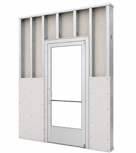 Commercial Aluminum Storefront Glass Door and Frame For Interior Steel Stud Wall With Drywall On Both Sides (Butt Installation), 48" x 96" Left Hand, 1/4" Tempered Glass Pre-Installed, Entrance Hardware Package, Clear Anodized