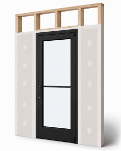 Medium Stile Commercial Aluminum Storefront Door and Frame, Moderate to Heavy Traffic, Interior Wood Stud Wall With Drywall On Each Side (Butt Installation), 36" x 96" Left Hand, 1/4" Tempered Glass, Dark Bronze Anodized