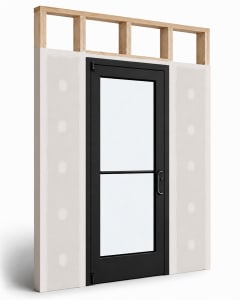 Medium Stile Commercial Aluminum Storefront Door and Frame, Moderate to Heavy Traffic, Interior Wood Stud Wall With Drywall On Each Side (Butt Installation), 36" x 96" Right Hand, 1/4" Tempered Glass, Dark Bronze Anodized