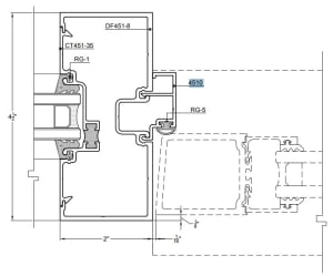 Trulite 1/2 Inch Tall Frame Stop, 96" Length, Clear Anodized Finish
