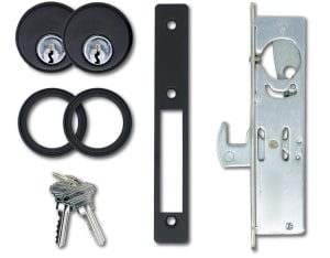 Tubelite Commercial Door Hook Bolt Lock Kit With Mortise Key Cylinder On Each Side, 1-1/8 in. Backset, Dark Bronze Finish