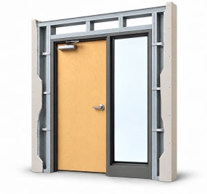 Commercial Wood Door with 24" Sidelite, 36" x 84", Left Hand, Welded Steel Frame, Metal Stud Wall