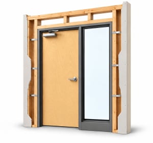 Commercial Wood Door with 24" Sidelite, 36" x 96", Left Hand, Welded Steel Frame, Wood Stud Wall