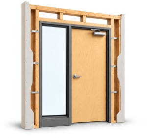 Commercial Wood Door with 24" Sidelite, 36" x 96", Right Hand, Welded Steel Frame, Wood Stud Wall
