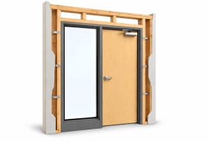 Commercial Wood Door with 36" Sidelite, 36" x 84", Right Hand, Welded Steel Frame, Wood Stud Wall