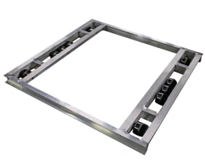 42"x48" 8000 Lb Capacity Heavy-Duty Pallet Dolly in Action, Navigating Tight Spaces