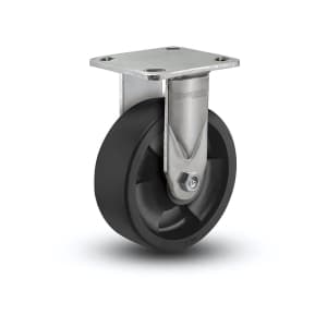 8"x2" Stainless Steel Hi-Temp Nylon Delrin Bearing Rigid Caster with 4"x4.5" Plate and 1250 lb Load Capacity