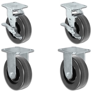 6" x 2" |  2 Swivel Casters with Brakes & 2 Rigid Set of 4 | Phenolic Wheel | 3,600 Lbs Capacity