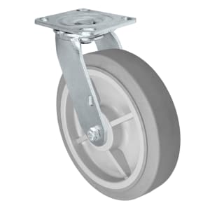 8" x 2" Swivel Caster | Flat Tread Thermo Plastic Rubber Wheel | 4" x 4-1/2" Plate Size | 600 lbs Capacity