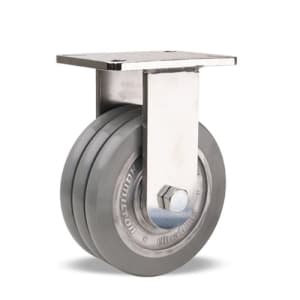 Hamilton 3200 lbs Champion Rigid Caster with 8x3 UltraGlide Triple Wheel Grey Tread on Aluminum Core