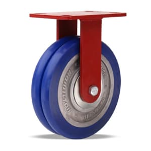 Hamilton Heavy Service Rigid Caster, 1850 lbs Load Capacity, 8x2 Inch UltraGlide Twin Wheel with Blue Tread on Aluminum Core, R-HS-8SWC85