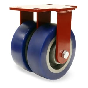 Hamilton Heavy Service Dual-Wheel Rigid Caster with 6" x 2" Ergo-Glide XT Polyurethane (85A) on Cast Iron Wheels with 1/2" Sealed Precision Ball Bearings - 2,300 lbs Capacity