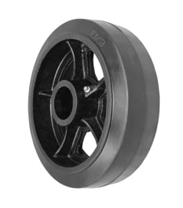 10" x 3" Rubber on Cast Iron Wheel - 1,100 lbs cap.