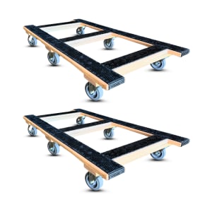 RoverMax CentiRoller Dolly 2-Pack with 6 non-marking TPR wheels, solid red oak frame, and 1300 lbs capacity each, designed for professional furniture and equipment moving.