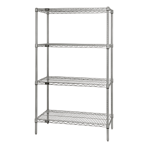 Chrome wire shelving starter kit with 4 adjustable tiers, NSF-approved, 18x60x63 inches, for versatile storage solutions