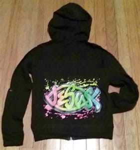 Teen's Jesus tie dye two pocket lightweight hoodie.