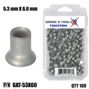 5.3mm x 6.0mm Self Piercing Rivets, 100/Box