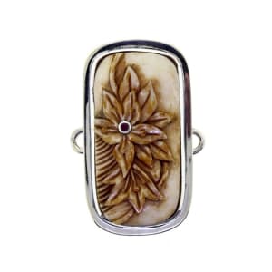 Tabra Bone Flower with Ruby Charm