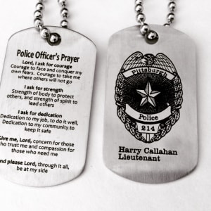 Engraved Police Officer's Prayer Dog Tags