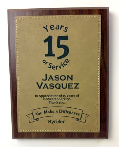 Engraved Custom Plaque with Leatherette Plate