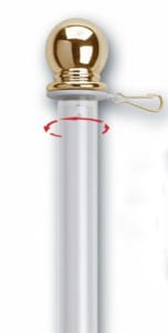 5' Spinning Flag Pole - White Aluminum